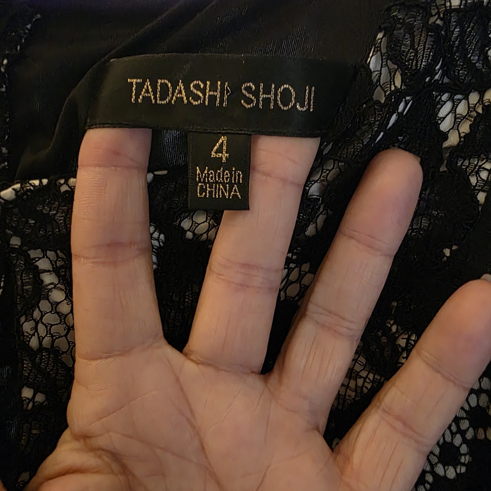 Tadashi Shoji Black and Cream Lace Dress - Picture 5 of 7